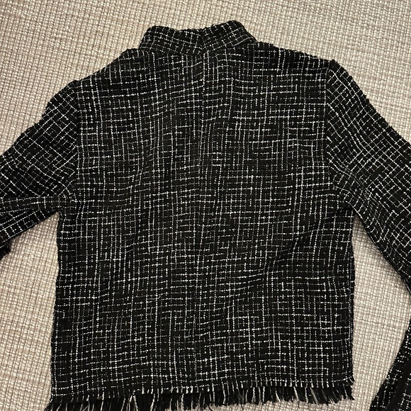 Zara | Black & White Frayed Tweed Pant Set | Size M (includes both pieces) - Picture 4 of 8